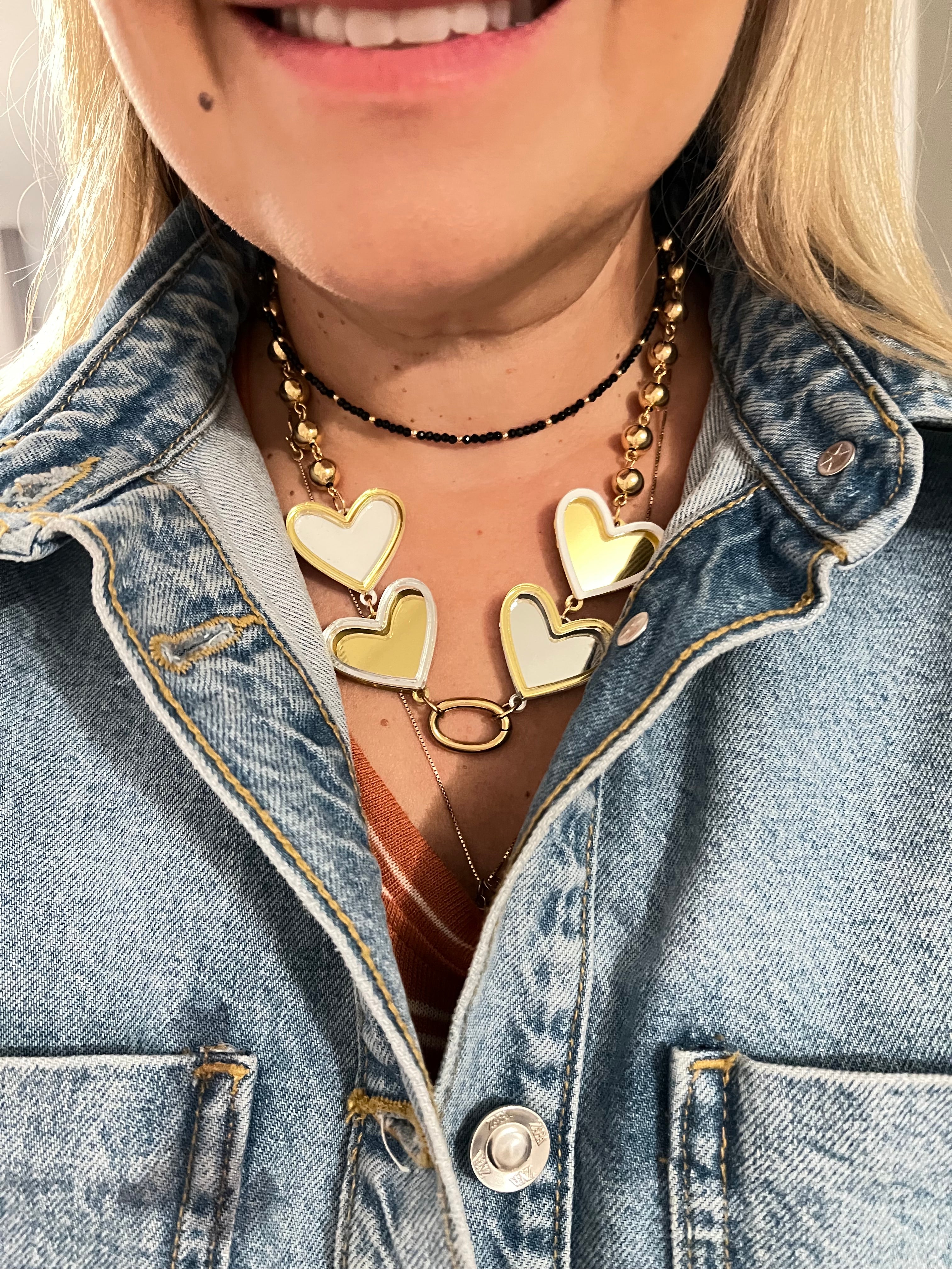 Necklace Heart Mirrow w&b