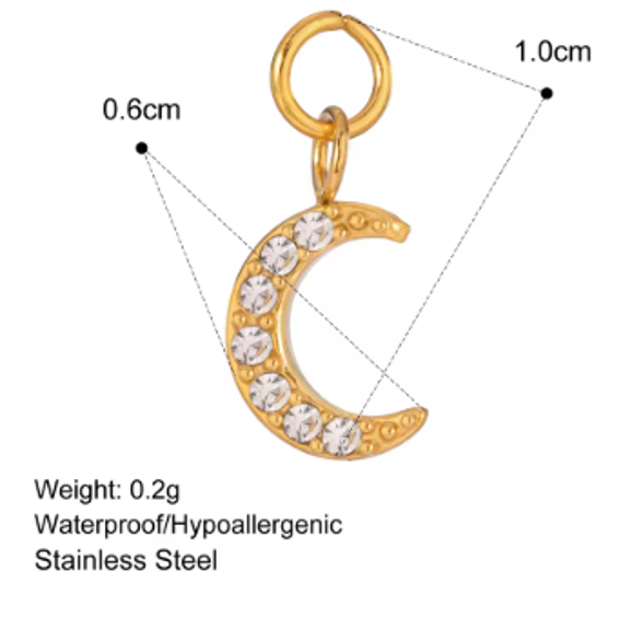 Half moon with zirconia charm