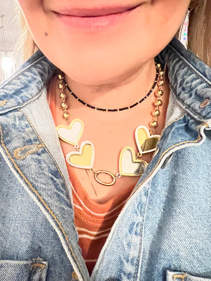 Necklace Heart Mirrow w&amp;b