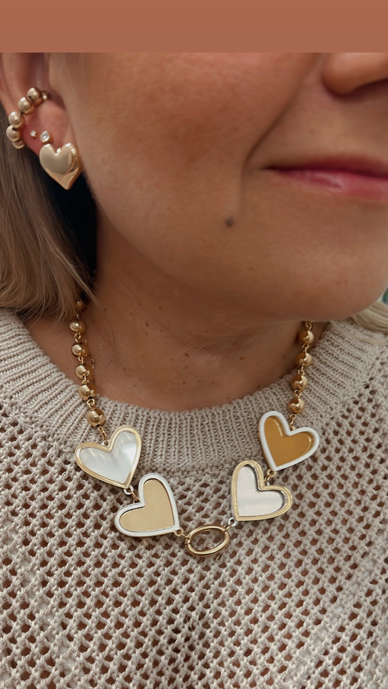 Necklace Heart Mirrow w&amp;b