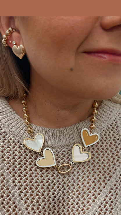 Necklace Heart Mirrow w&amp;b