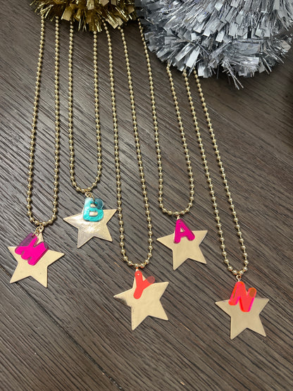 Necklace long Star initials