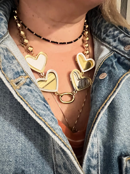 Necklace Heart Mirrow w&amp;b