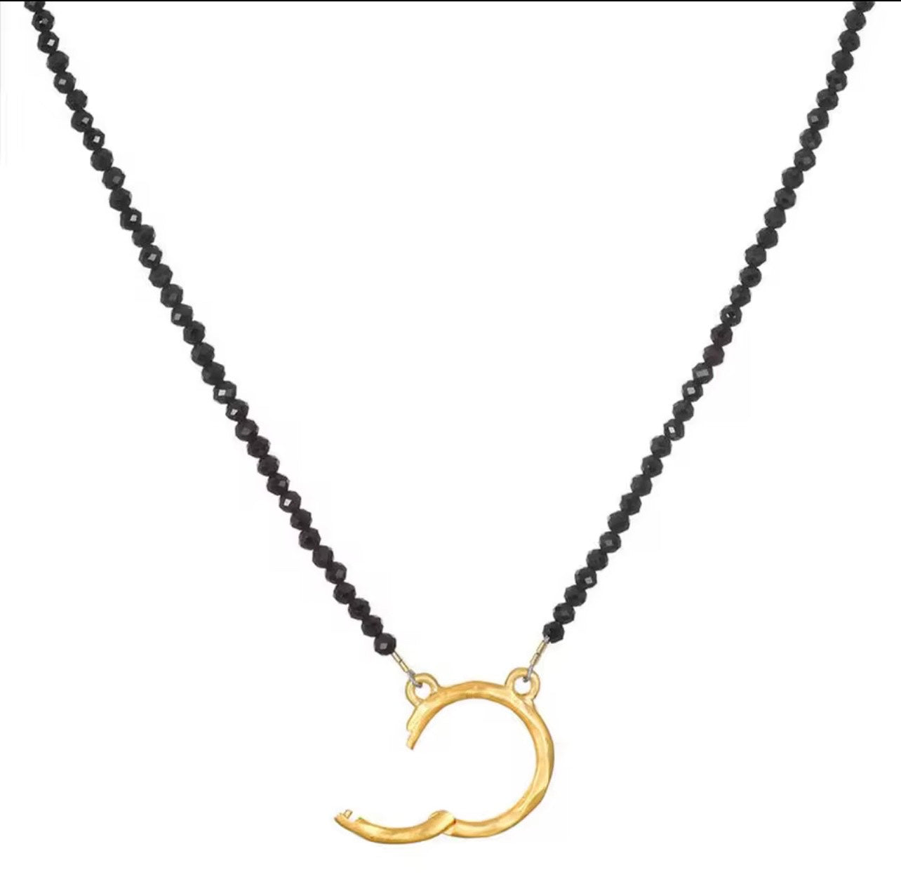 16" Black Spinel Charm Necklace